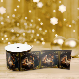 Weihnachtskrippe Heilige Familie Religiös Satinband