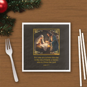 Weihnachtskrippe Heilige Familie Religiös Serviette