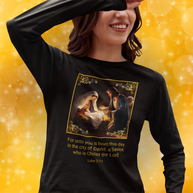 Weihnachtskrippe Heilige Familie Religious Luke 2: T-Shirt (Von Creator hochgeladen)