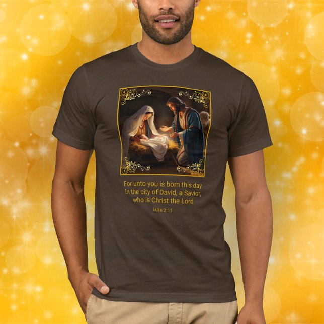 Weihnachtskrippe Heilige Familie Religious Luke 2: T-Shirt (Von Creator hochgeladen)