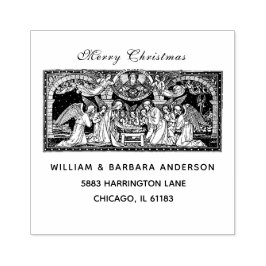 Weihnachtskrippe Jesus Mary Joseph Angels Gummistempel