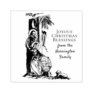 Weihnachtskrippe Jesus Mary St. Joseph Katholic Gummistempel