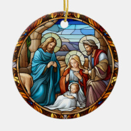 Weihnachtskrippe Keramik Ornament