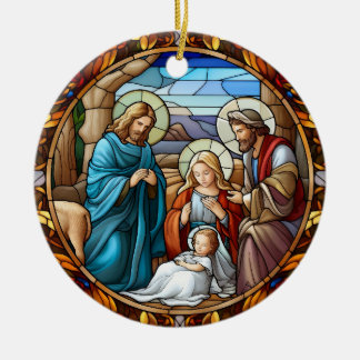 Weihnachtskrippe Keramik Ornament