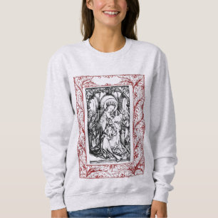 Weihnachtskrippe Madonna und Kind Holly Border Sweatshirt