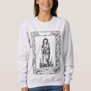 Weihnachtskrippe Madonna und Kind Holly Border Sweatshirt