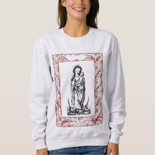 Weihnachtskrippe Madonna und Kind Holly Border Sweatshirt