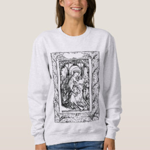 Weihnachtskrippe Madonna und Kind Holly Border Sweatshirt