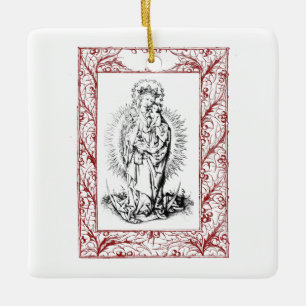 Weihnachtskrippe Madonna und Kind Holly Keramik Keramikornament