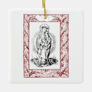 Weihnachtskrippe Madonna und Kind Holly Keramik Keramikornament