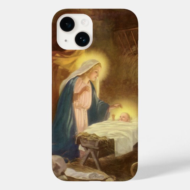 Weihnachtskrippe, Mary Joseph Baby Jesus Case-Mate iPhone Hülle (Rückseite)