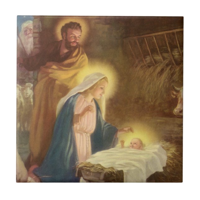 Weihnachtskrippe, Mary Joseph Baby Jesus Fliese (Vorderseite)