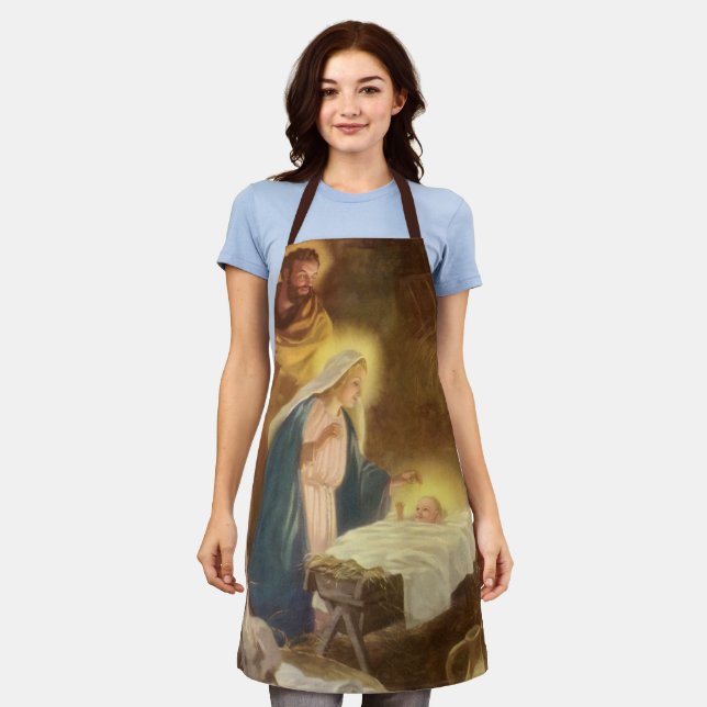 Weihnachtskrippe, Mary Joseph Baby Jesus Schürze (Getragen)