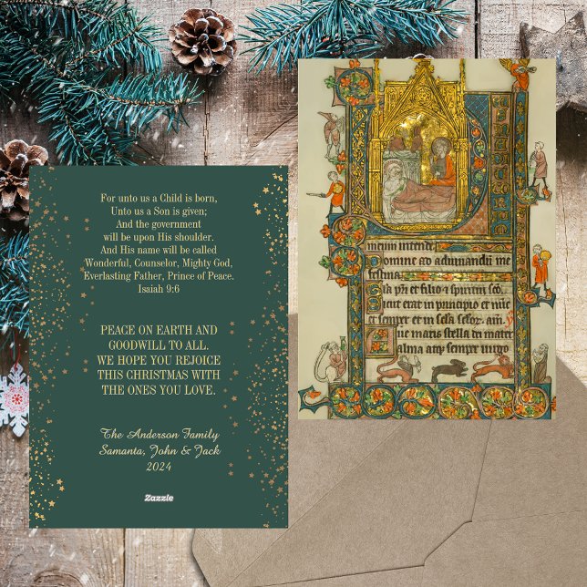 Weihnachtskrippe Mittelalterliche Christliche kath Feiertagskarte (Christmas Nativity Medieval Religious Christian Traditional Catholic Holiday Greetings Card)