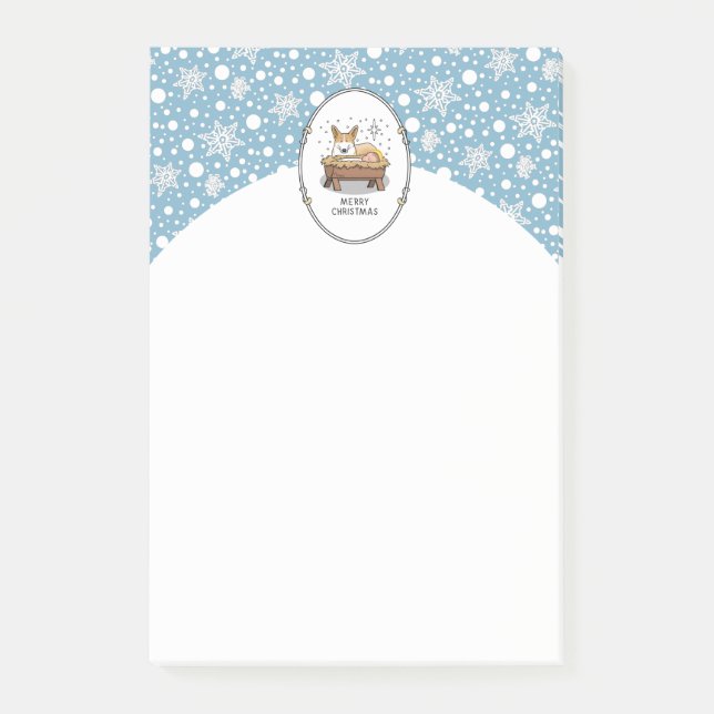 Weihnachtskrippe Pembroke Walisischer Korgi (rot1) Post-it Klebezettel (Vorderseite)