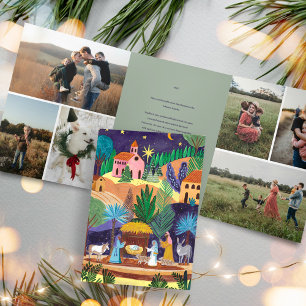 Weihnachtskrippe Religiöses Familienfoto Weihnacht Dreifach Gefaltete Einladung