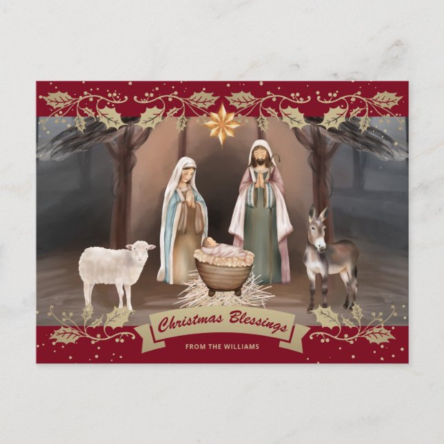 Weihnachtskrippe Rot Christlich Weihnachten (Vorderseite)
