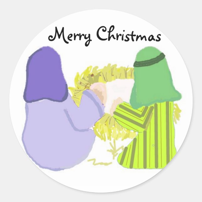 Weihnachtskrippe Runder Aufkleber (Vorderseite)