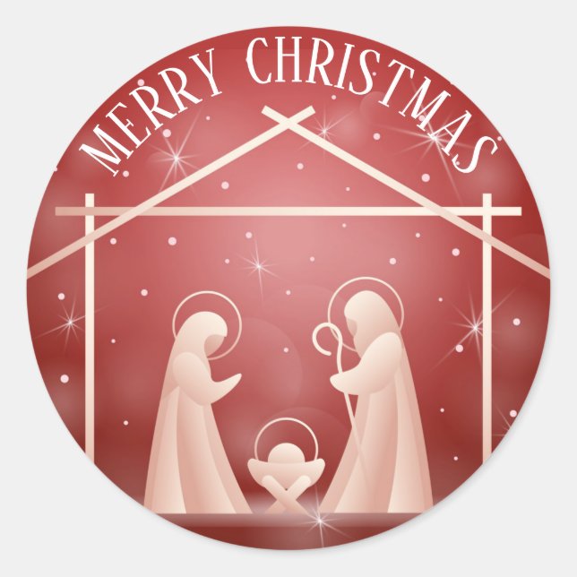 Weihnachtskrippe Runder Aufkleber (Vorderseite)