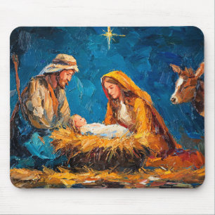 Weihnachtskrippe, schöne Illustration, Mousepad