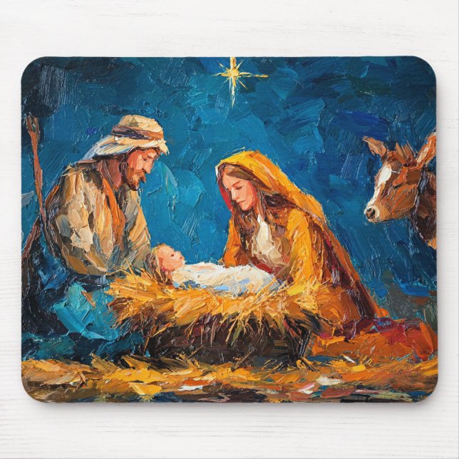 Weihnachtskrippe, schöne Illustration, Mousepad (Vorne)