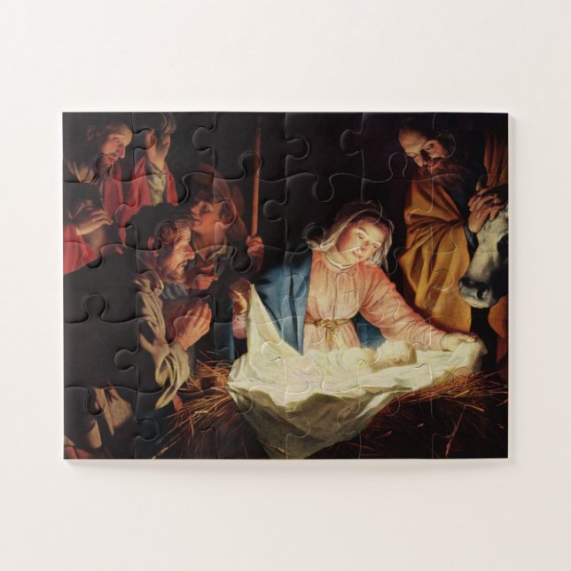Weihnachtskrippe Stall Bethlehem Vater Vater Jesus Puzzle (Horizontal)