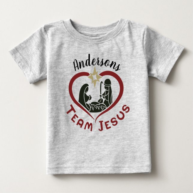 Weihnachtskrippe-Szene-Team Jesus Baby T-shirt (Vorderseite)