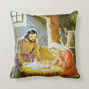 Weihnachtskrippe Throw Kissen