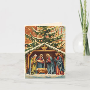 Weihnachtskrippe vintage dankeskarte