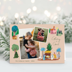 Weihnachtskrippen 2 Fotos Weihnachtsgrußkarte Einladung