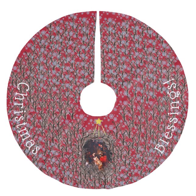 Weihnachtskrippen-Baumskirrt Polyester Weihnachtsbaumdecke (Vorderseite)