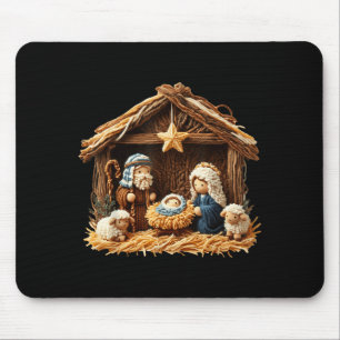Weihnachtskrippen-Faux-Yarn-Häkel-Jesus-Weihnachte Mousepad