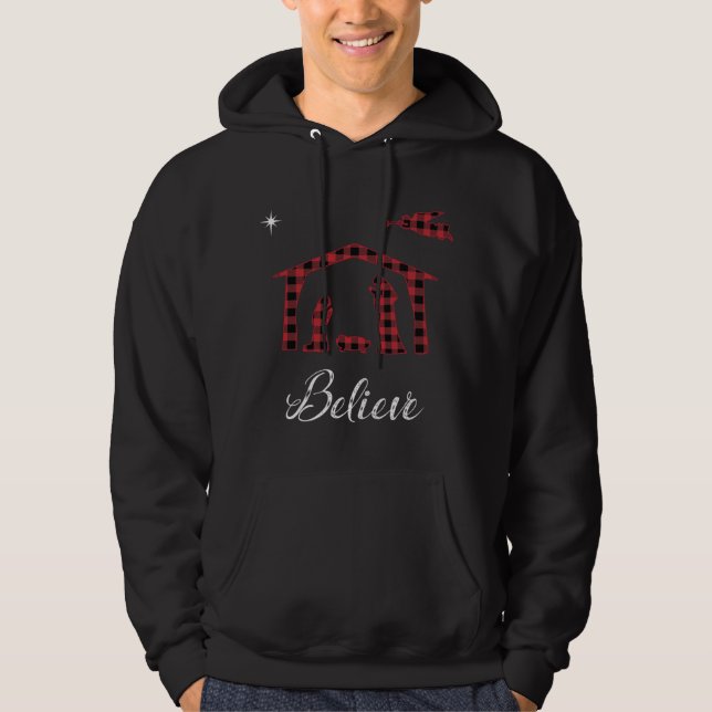 Weihnachtskrippen glauben Jesus Birth Buffalo Pla Hoodie (Vorderseite)