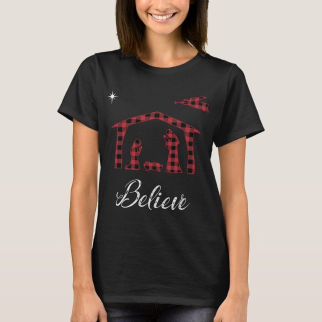 Weihnachtskrippen glauben Jesus Birth Buffalo Pla T-Shirt (Vorderseite)