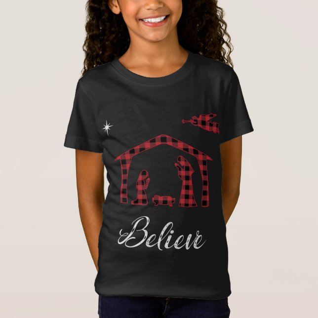 Weihnachtskrippen glauben Jesus Birth Buffalo Pla T-Shirt (Vorderseite)