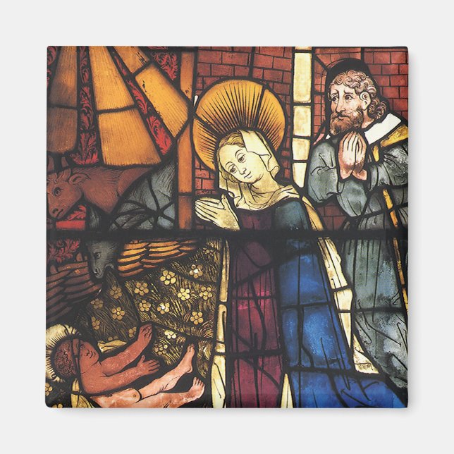 Weihnachtskrippen in festgeklemmtem Glas Magnet (Vorne)