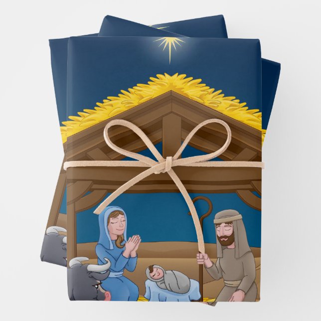 Weihnachtskrippen mit dem Baby Jesus Geschenkpapier Set (Beispiel)