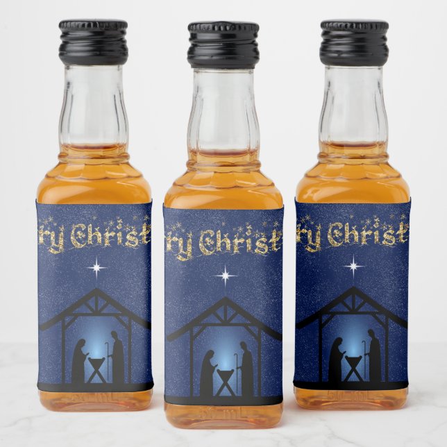 Weihnachtskrippen Religiöse Alkoholflaschenetikett (Flaschen)