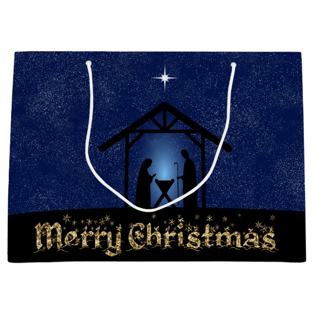 Weihnachtskrippen Religiöse Große Geschenktüte (Vorderseite)
