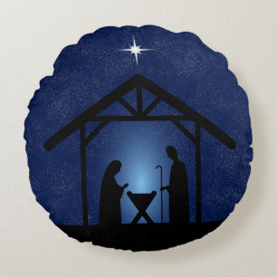 Weihnachtskrippen Religiöse Rundes Kissen