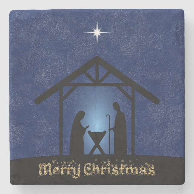 Weihnachtskrippen Religiöse Steinuntersetzer (Vorderseite)