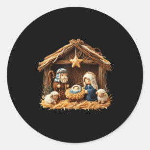 Weihnachtskrippenszene Faux-Yarn-Häkel-Jesus Weihn Runder Aufkleber
