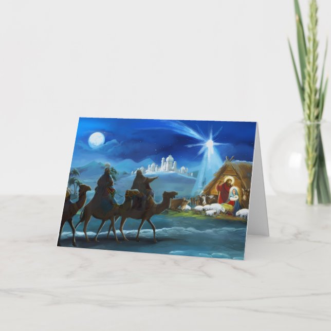 Weihnachtskrippenszene-Grußkarte Feiertagskarte (Vorderseite)