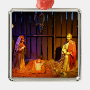 Weihnachtskrippenszene in Washington DC Silbernes Ornament