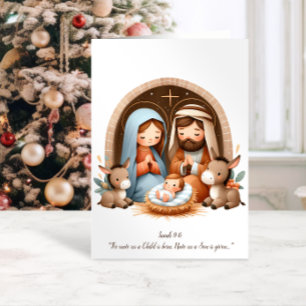 Weihnachtskrippenszene Jesaja 9,6 Weihnachtsgrußka Feiertagskarte