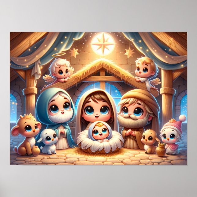 Weihnachtskrippenszene Poster (Vorne)