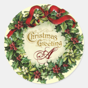 WEIHNACHTSkrone MIT MISTELZWEIGEN UND Runder Aufkleber