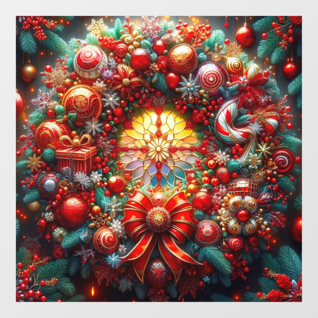 Weihnachtskronenklammer Fensteraufkleber (Blatt)