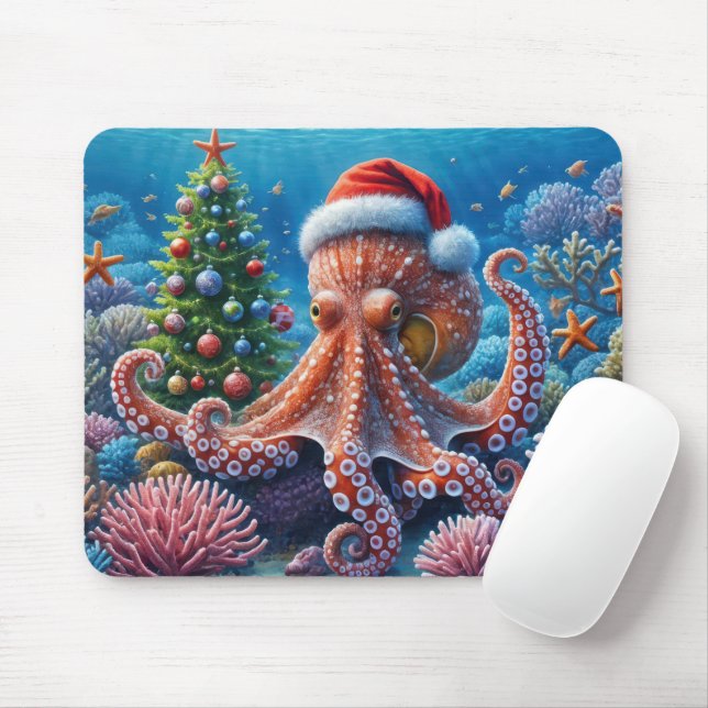 Weihnachtsktopf mit Weihnachtsmannmütze Mousepad (Mit Mouse)