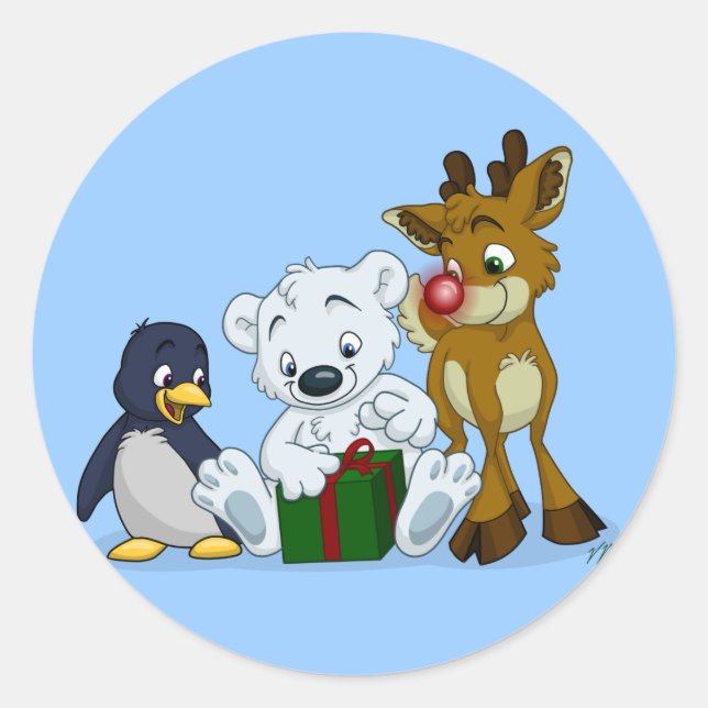 Weihnachtskubs Runder Aufkleber (Vorderseite)